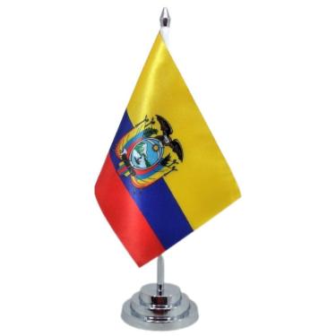 Imagem de Bandeira Mesa Equador Com 29 Cm Mastro Altura Poliéster