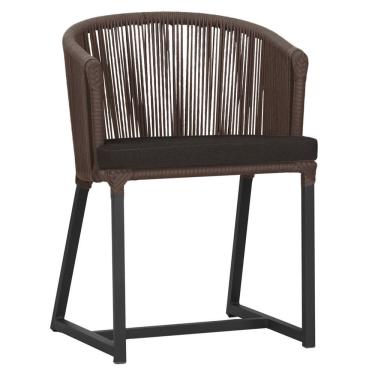 Imagem de Cadeira De Jantar Noronha Alumínio Preta E9 Trama Original Marrom