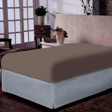 Imagem de Lençol Portallar Queen Com Elástico Malha 100% Algodão Premiun Classic Capuccino