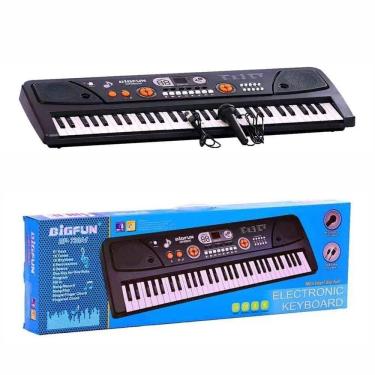 Imagem de Teclado Musical Para Iniciantes 61 Teclas Com Microfone Preto