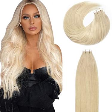 Imagem de Lacer 22" Fita De Extensão Cabelo Em Remy Humano Natural Loiro Platinado Cor Pele Sintética Trama Dupla Face Extensões Reais 50G 20 Peças/Conjunto