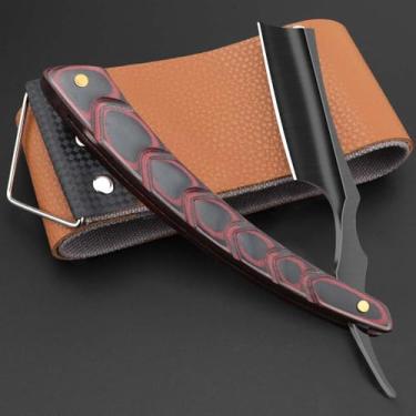 Imagem de GASVM Navalhas De Barbear Retas Para Homens, Navalha Lâmina Reta Premium Em Aço Inoxidável Com Tira Homens (Nº 186-1)