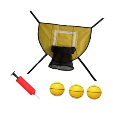 Imagem de UGPLM Acessório para cesta de basquete de trampolim, gol de basquete universal com 3 mini bolas e 1 bomba para a maioria dos trampolins adultos, Bola Amarela