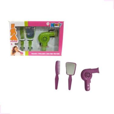 Imagem de Kit Salão Beleza Secador Espelho Pente Brinquedo Sortido - Napolestore