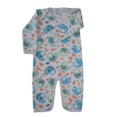 Imagem de Macacão Bebê Manga Longa Moletom Quentinho - Taya Baby, Azul, M