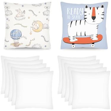 Imagem de KisSealed Pacote com 24 fronhas de sublimação em branco, 39,9 x 39,9 cm, capas de almofada brancas para transferência de calor, capas de almofada personalizadas DIY com zíper invisível