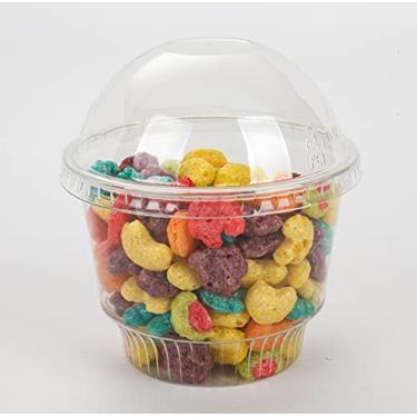 Imagem de Golden Apple, 227 g - 30 conjuntos de copos de plástico transparente para sorvete, copos de sobremesa, tigela de lanche com tampas de cúpula sem furos