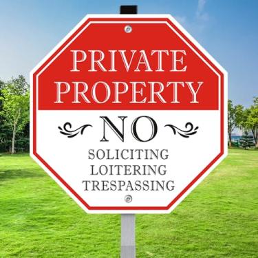 Imagem de Placa sem solicitação para casa, placa grande de propriedade privada sem invasão, 25,4 x 25,4 cm, sem vagas, placas de metal de alumínio com estacas de 71 cm de comprimento para quintal externo