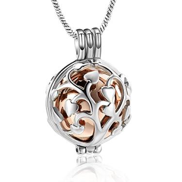 Imagem de Yinplsmemory Colar de urna de árvore da vida para cinzas com urna de bola vazada medalhão cinzas lembrança memorial cremação joia para cinzas humanas animais de estimação