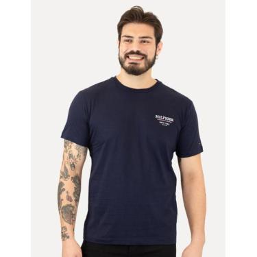 Imagem de Camiseta Tommy Hilfiger Masculina Regular Global Stripe Azul Marinho, 
