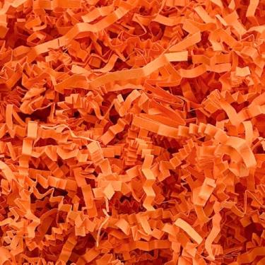 Imagem de Corlcol Enchimento de papel enrugado de 200 g para cestas de presente, caixa de decoração para aniversário, casamentos, aniversários, dia das bruxas (laranja)