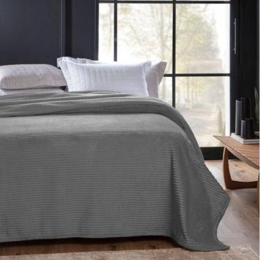 Imagem de Cobertor Dyuri Sherpa Liso Canelado 1,80x2,20m Zinco Casal Jolitex