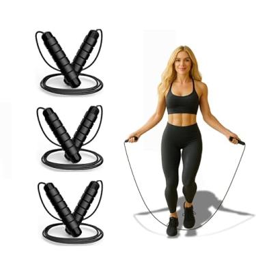 Imagem de KIT 3 Cordas de Pular Rolamento Profissional Speed Cross Rope 3m Preto Anatômica Queima de Calorias Emagrecimento fitness Treino em Casa.