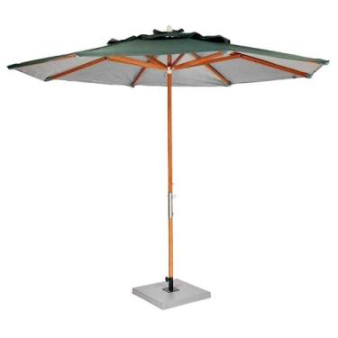 Imagem de Ombrelone Leblon Verde Militar em Madeira 2,40 MT (LARG) Base 65x65 cm