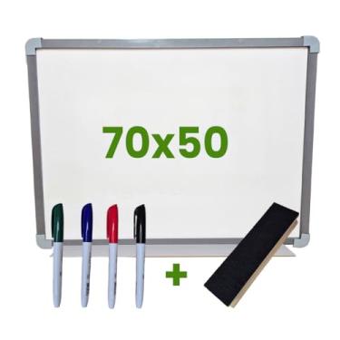 Imagem de Quadro Multifuncional para Recados e Organização – Mural Magnético, Painel Magnético e Modelo Compacto com Ceramic Steel e Moldura Natural(70x50 apagador e 4 marcadores)