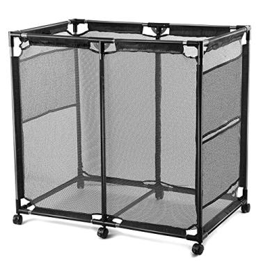 Imagem de JEFEE Caixinhas de armazenamento de piscina com rolamento de segurança para piscina Carrinho organizador de macarrão padrão com cesta de malha de nylon, para flutuadores de piscina, bolas, brinquedos, 94,5 cm C 63 cm L 89,8 cm H Preto..