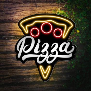 Imagem de Painel Neon Led Acrílico Preto Pizza Decoração Pizzaria Luz - OntheLig