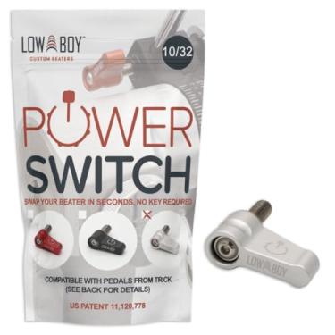 Imagem de Interruptor de energia 10/32 da Low Boy - Parafuso de polegar de liberação rápida do batedor de bumbo Serve para pedais Trick (prata, pacote com 1)