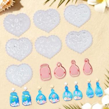Imagem de 11un Kit Moldes de Argila Polímero com Tema Marinho, Incluindo 7 Moldes Argila Silicone e 4 Cortadores Garrafas Vidro de Plástico para Brincos Joias e Modelos Escultura Unhas 3D