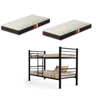 Imagem de Beliche 100% Ferro/Aço Cristal Vira 2 Camas C/grade Proteção e Escada 