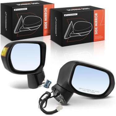 Imagem de A-Premium Par (2) espelhos retrovisores elétricos do lado do motorista e do passageiro - compatível com Honda Civic 2006-2011 - espelho retrovisor externo preto não aquecido dobrável liso com luz de