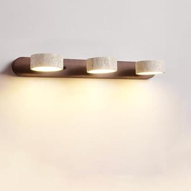 Imagem de Armazenamento Parede, Luminária De Vaidade, Arandela De Parede Travertino Amarelo Natural, Luminária De Vaidade Rotativa De 180 °, Para Espelho Do Banheiro, Quarto, (Size:3 heads,Color:pá de preto)