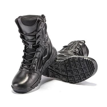 Imagem de Botas Militares Com Zíper Lateral Para Homens, Botas De Caminhada Táticas De Couro Sapato Do Exército Sapato Patrulha Do Exército, Para Todo O Terreno(40 EU)