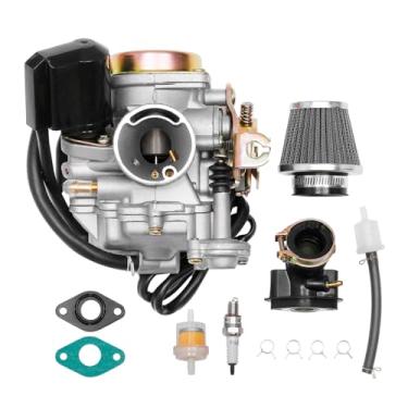 Imagem de Carburador PD18J de substituição de 18 mm para GY6 49cc 50cc 80cc 139QMB 139QMA 4 tempos motor de esfregão Taotao Kymco Scooter com filtro de combustível, coletor de admissão de vela de ignição