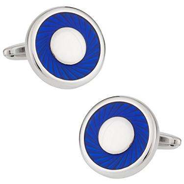 Imagem de Abotoaduras de anel azul com caixa de apresentação Cuff-Daddy