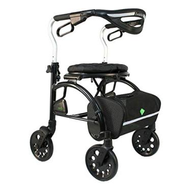 Imagem de Evolution Xpresso Zero Rolador de andador médico leve com assento, rodas grandes, freios, encosto, cesta para idosos, uso interno ao ar livre (regular, preto carbono), Carbon Black, Tall