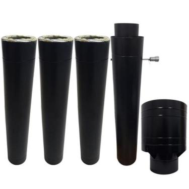 Imagem de Kit Chaminé Revestido Com Lã De Rocha Fornos, Churrasqueir - INOX LAUR