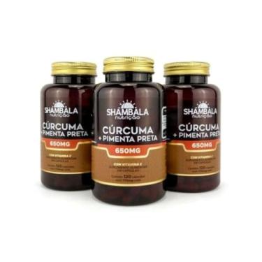 Imagem de Cúrcuma 650Mg 360 Cápsulas 3 Frascos Com 120 Cápsuals De Cúrcuma + Pimenta Preta + Vitamina C