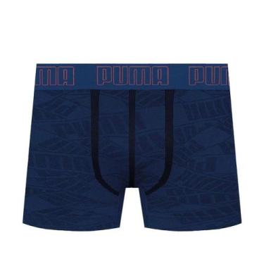 Imagem de Cueca Boxer Masculina Puma Sem Costuras Estampada Azul - SELENE, Azul,