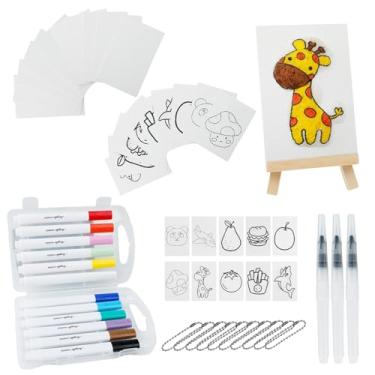 Imagem de Tinta mágica inchada, conjunto de pintura de textura 3D, incluindo 20 peças de papel de textura de espuma, 12 canetas de aquarela, desenhos elevados em papel (retângulo)