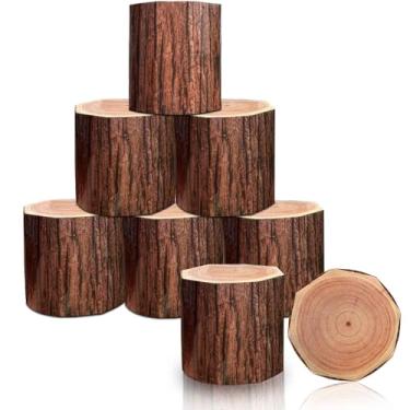 Imagem de 8HREST 8 peças de decoração de toco de árvore VBS decoração de festa de acampamento de cowboy ocidental decoração de tronco de árvore falsa caixas de centro de mesa para acampamento escolar 2025