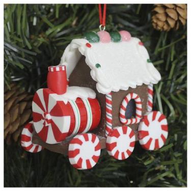 Imagem de Kit 2 Enfeites Pendentes Para Árvore De Natal Trem Iluminado 9cm - Gic