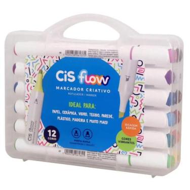 Imagem de Marcador Criativo Flow 2 Pontas CIS, 12 Cores