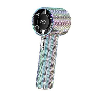 Imagem de Bothyi Ventilador portátil de mão com display digital, silencioso, multifuncional, elegante, 199 engrenagens, recarregável, para acampamento, ar livre, casa, Colorido