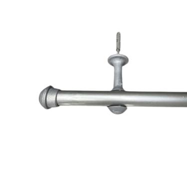 Imagem de Kit Varão de cortina Simples de Aço 2,40 metros 19mm, Bastão Varal de cortina Ferro(Titânio/Cinza)