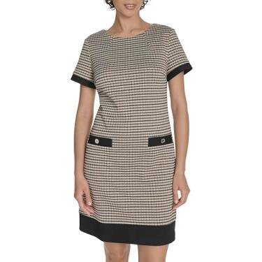 Imagem de Tommy Hilfiger Vestido feminino sem mangas de crepe, Marrom multi, 50