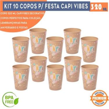 Imagem de Kit 10 copos capivara vibes 320 ml para lembrancinhas de aniversário c
