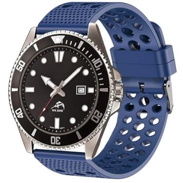 Imagem de Compatível com pulseiras Casio MDV106-1A, pulseira esportiva de silicone Lamshaw de 22 mm com fivela de metal compatível com relógio Casio série MDV106, tamanho único, metal, 1