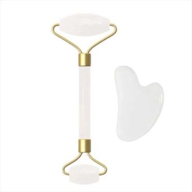 Imagem de Kit Rolo Facial E Massageador Pedra De Jade