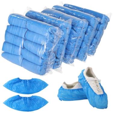 Imagem de Capas de sapato descartáveis com 500 peças, capas de sapato à prova d'água CPE, 14 x 40 cm, ideais para proteção do chão, prevenção de poeira e manutenção de higiene