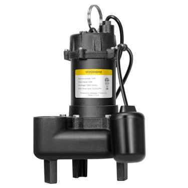 Imagem de VIVOHOME Bomba submersível de esgoto/efluente de ferro fundido de 1 HP, bomba de depósito com interruptor flutuante de 5220 GPH com descarga NPT de 5 cm para porão, fossa séptica