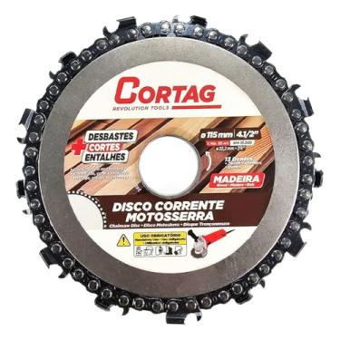 Imagem de DISCO PARA MADEIRA COM CORRENTE DE MOTOSERRA - 115mm CORTAG 62903