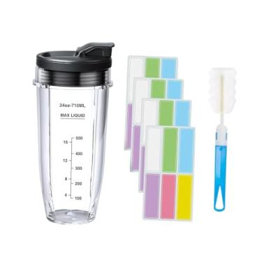 Imagem de Generic Copo de liquidificador, peças, caneca para mexer, portátil, 24 etiquetas graváveis, porção individual com tampa de vedação, copo de mistura de, 24 onças