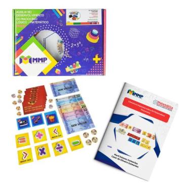 Imagem de Kit Jogo Financeiro Cédulas Moedas Fichas Eva 106 Peças Estudo De Troc