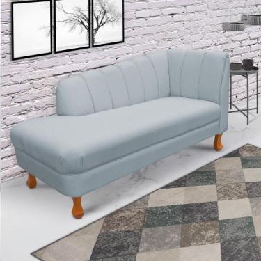 Imagem de Divã Isis Linho A05 Cinza Claro Pés Retro Castanho M11 - D'Rossi - DRo