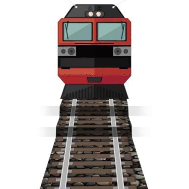 Imagem de Decoração de festa de trem faixa suspensa na porta da frente e corredor da ferrovia locomotiva retrô para decoração de porta interna e externa suprimentos para decoração de parede para festa de Natal